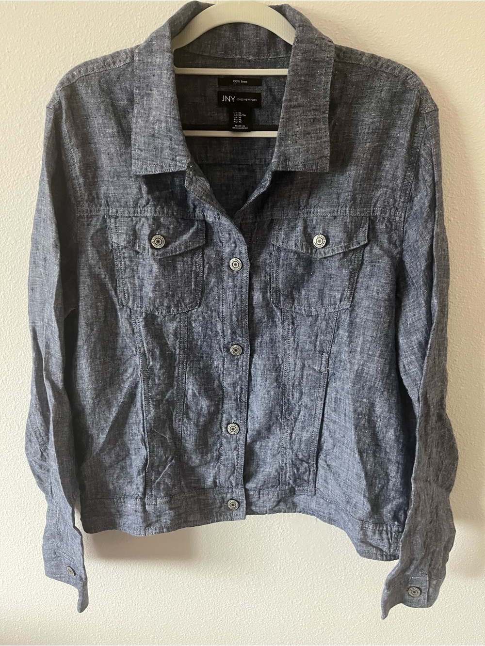 Jones New York Blue Chambray Button-Front Shirt Jacket